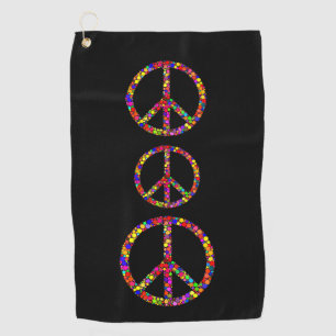 Multicolored mosaic peace signs symbols golf towel
