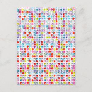 Multicolored Mosaic Rhinestones Style Postcard