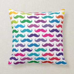 Multicolored Moustache Patterned Pillows