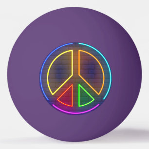 Multicolored neon peace sign symbol ping pong ball