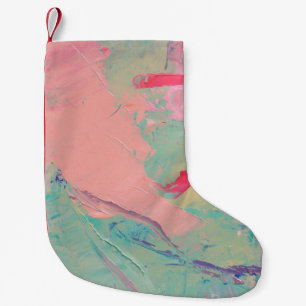 Multicolored oil paint texture. Abstract art backg Small Christmas Stocking