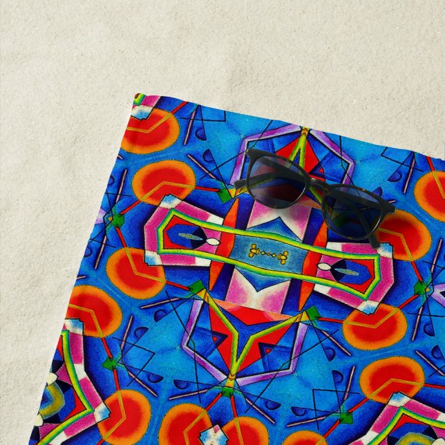 Multicolored oil painting kaleidoscope beach towel (In Situ)
