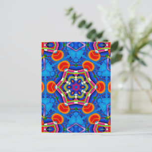 Multicolored oil painting kaleidoscope postcard
