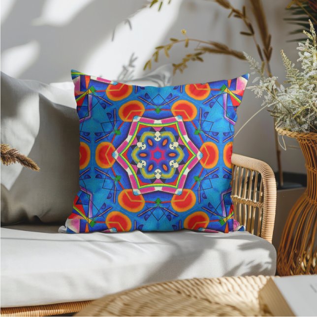 Multicolored oil painting kaleidoscope throw pillow (Creator Uploaded)