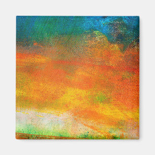 Multicolored Orange & Green Abstract Acrylic Paint Magnet