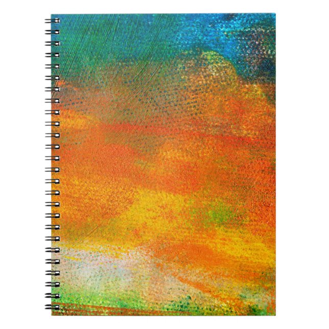 Multicolored Orange & Green Abstract Acrylic Paint Notebook (Front)