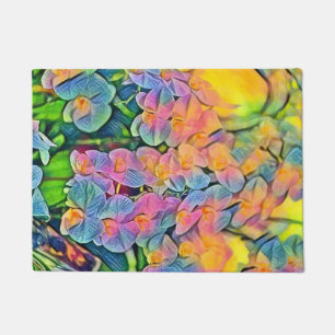 Multicolored orchid flowers watercolor painting  doormat