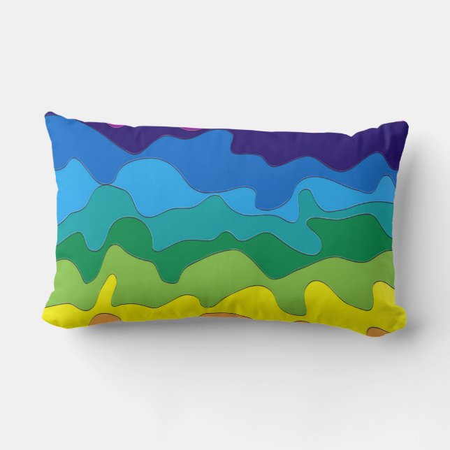 Multicolored paint lumbar pillow (Back)
