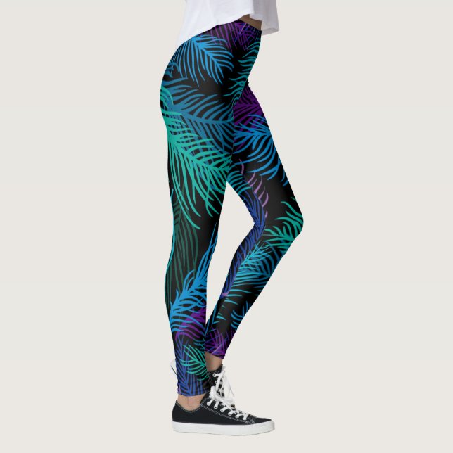 Multicolored Palm Leaves Leggings (Right)