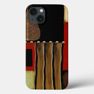 Multicolored Panel Painting with Brown Leaf iPhone 13 Case