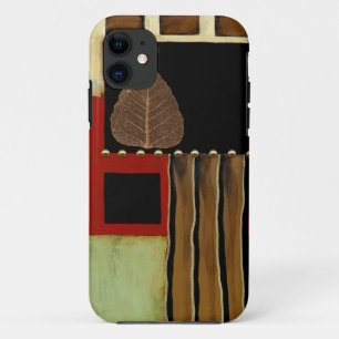 Multicolored Panel Painting with Brown Leaf iPhone 11 Case
