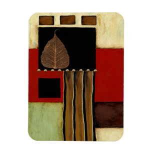 Multicolored Panel Painting with Brown Leaf Magnet