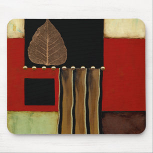 Multicolored Panel Painting with Brown Leaf Mouse Pad