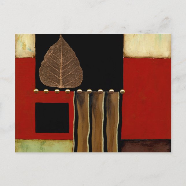 Multicolored Panel Painting with Brown Leaf Postcard (Front)