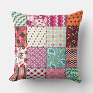 Multicolored Patchwork Quilt Patterns Pillow