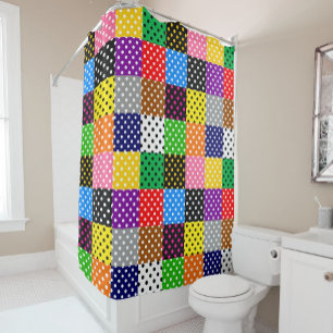 Multicolored Patchwork Quilt Polka Dots 