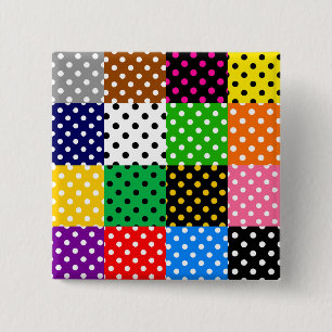 Multicolored Patchwork Quilt Polka Dots 2 Inch Square Button