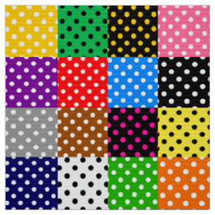 Multicolored Patchwork Quilt Polka Dots Fabric