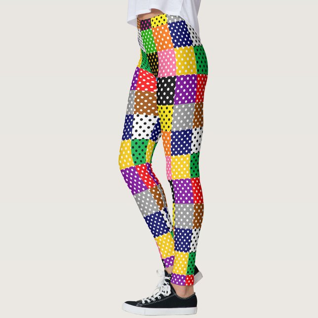 Multicolored Patchwork Quilt Polka Dots  Leggings (Creator Uploaded)