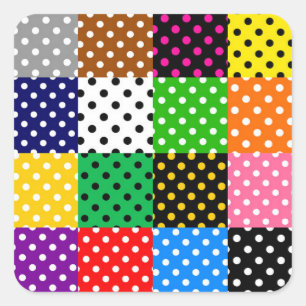 Multicolored Patchwork Quilt Polka Dots  Square Sticker