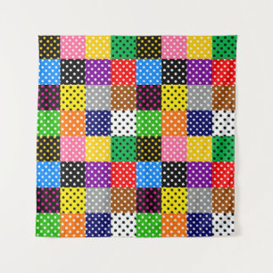 Multicolored Patchwork Quilt Polka Dots  Tapestry