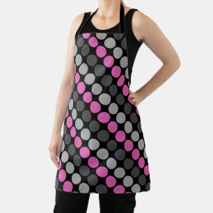 Multicolored pattern Retro Sixties Polka Dots Grey Apron