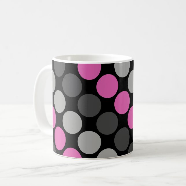 Multicolored pattern Retro Sixties Polka Dots Grey Coffee Mug (Front Left)