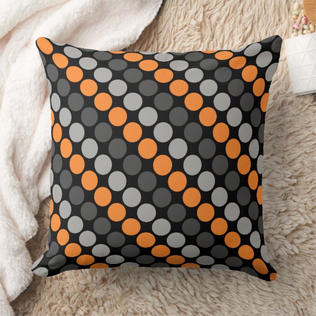 Multicolored pattern Retro Sixties Polka Dots Grey Throw Pillow (Blanket)