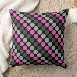 Multicolored pattern Retro Sixties Polka Dots Grey Throw Pillow