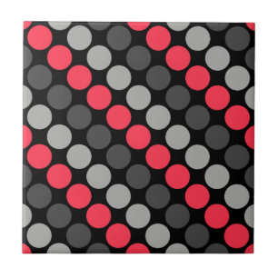 Multicolored pattern Retro Sixties Polka Dots Grey Tile