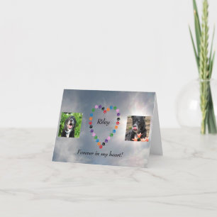 Multicolored Paw Print Heart Dog Sympathy  Card