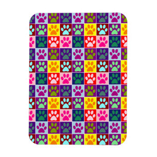 Multicolored Paw Print Magnet