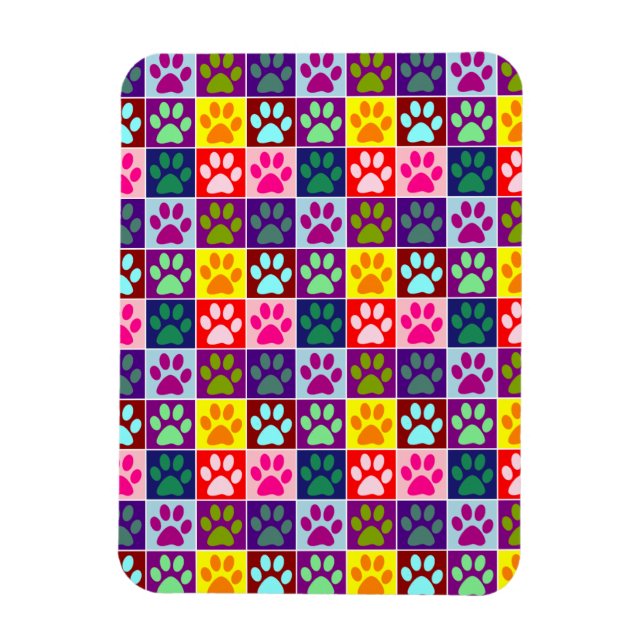 Multicolored Paw Print Magnet (Vertical)