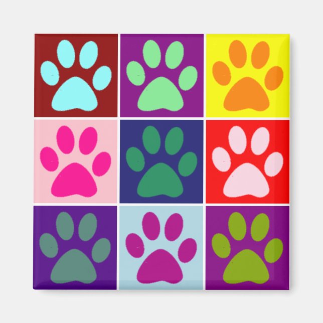 Multicolored Paws Magnet (Front)