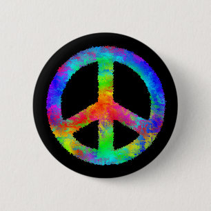 Multicolored Peace Sign Button