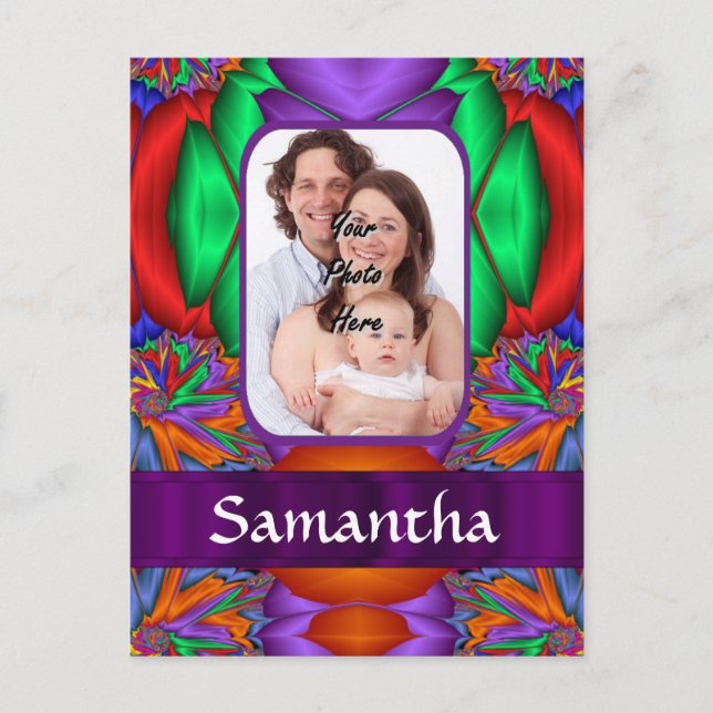 Multicolored personalized fractal postcard (Front)
