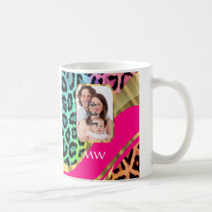 Multicolored pink leopard print coffee mug