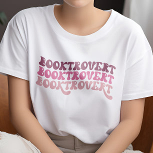 Multicolored Pink Retro Booktrovert Book Lover T-Shirt