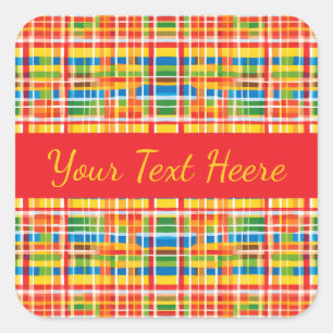 Multicolored Plaid Abstract Pattern Square Sticker