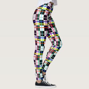 Multicolored Plaid Lines Chequered Tartan Design Leggings