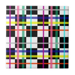 Multicolored Plaid Lines Chequered Tartan Design Tile