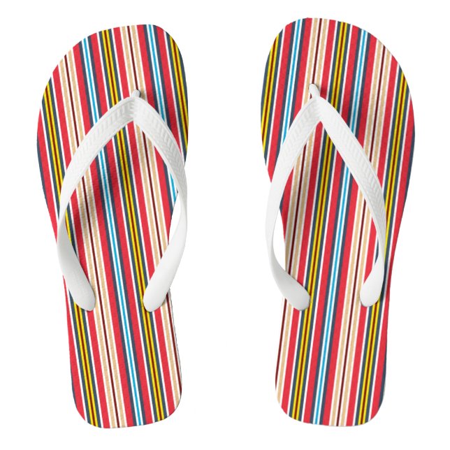 Multicolored Plaid Stripes Pattern-57666 Flip Flops (Footbed)