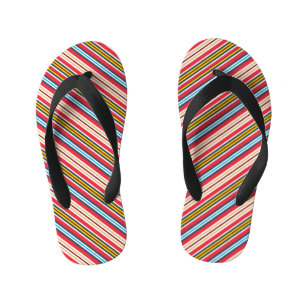 Multicolored Plaid Stripes Pattern Kid's Flip Flops