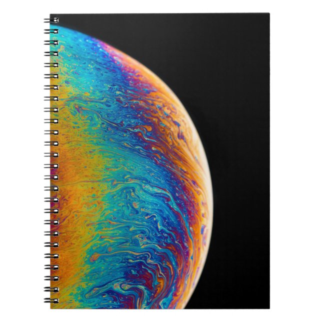 Multicolored planet fluid painting notebook (Front)