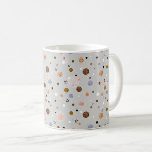 Multicolored polka dots on grey. coffee mug