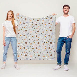 Multicolored polka dots on grey. fleece blanket