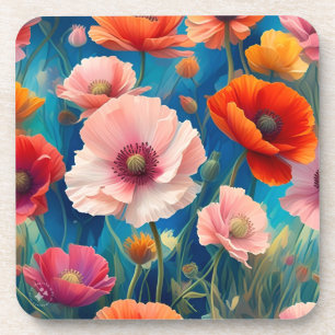Multicolored Poppy Flowers Garden-47567 Coaster