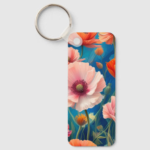 Multicolored Poppy Flowers Garden-47568 Keychain
