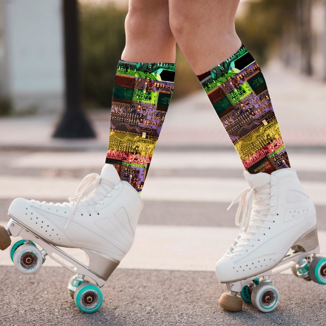   Multicolored Printed Circuit Board Personalized Socks (Creator Uploaded)