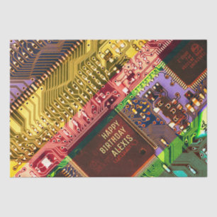 Multicolored Printed Circuit Board Personalized Tissue Paper